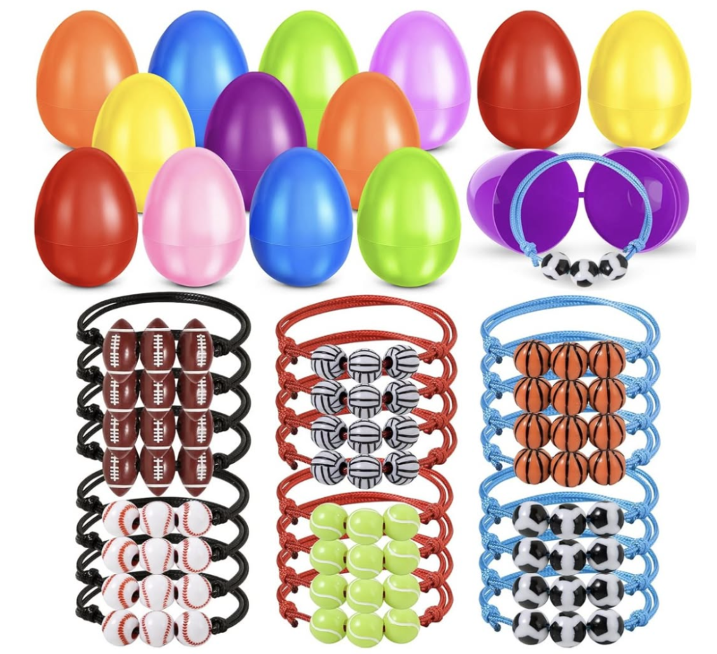 24-pack of pre-filled sports bracelet Easter eggs!